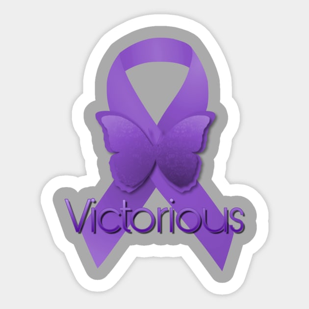 Purple Awareness Ribbon: Victorious Sticker by AlondraHanley